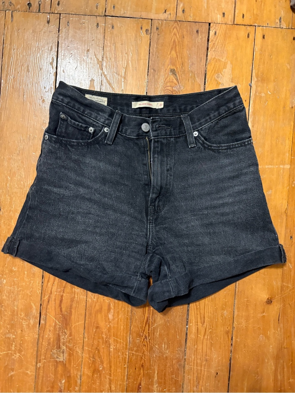 Levi's Black Denim 80s Mom Shorts
